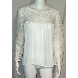 NWT - ZANZEA Collection Ivory Crochet Floral Lace 3/4 Sleeve - Size M